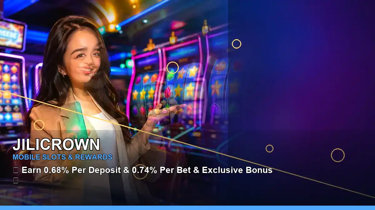 JILICROWN VIP casino rewards with a Philippine casino host in a polished left-framed composition